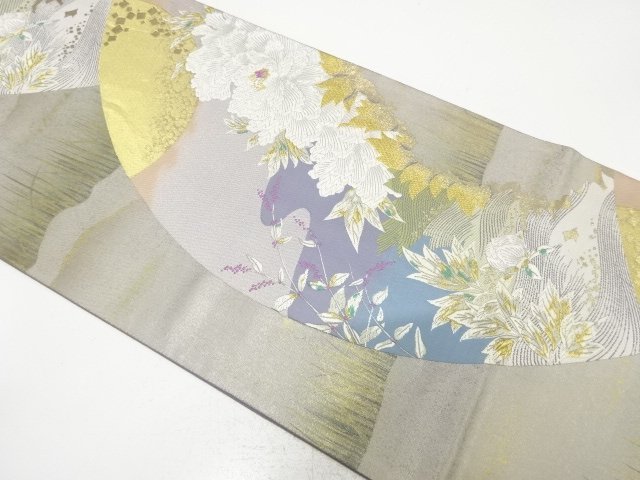 金糸　月光花模様織り出し　袋帯